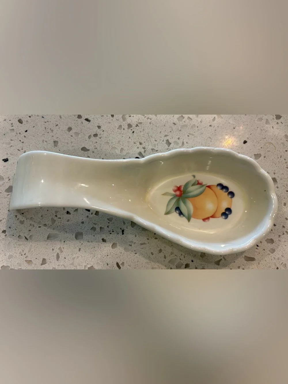 Corning Abundance Fruit Motif Ceramic Spoon Rest - Cream White